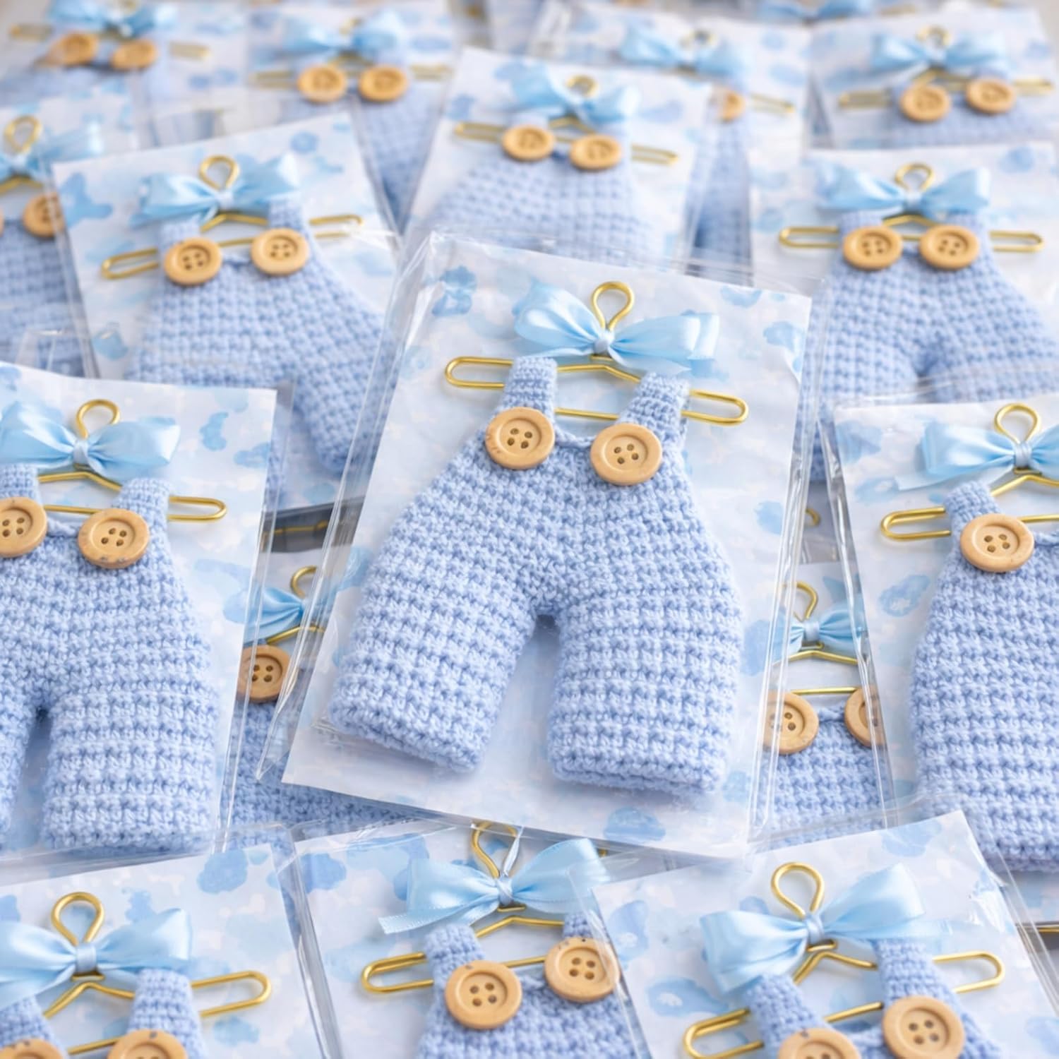Novabright 50 Pcs Baby Shower Party Favors for Guests Miniature Crochet Dress Magnets with Cards Baby Shower Gifts, Newborn Favors, Thank You Welcome Gifts for Gender Reveal Baptism Party
