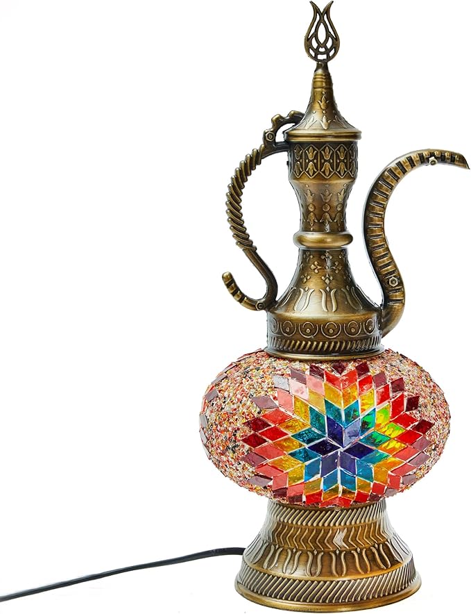 anatolian glow Turkish Mosaic Lamp – Handmade Antique Decorative Lighting with Multicolor Glass Shade and Moroccan Tiffany Style – Bedside Table Lamp for Bedroom, Living Room, Office, Gift Decor