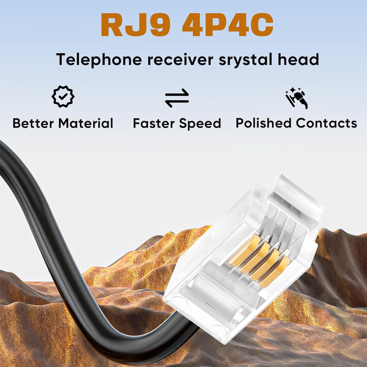 PLEASANTLY USB to Rj9 Female to Male, 4p4c 4-Pin Adapter, Compatible with Most Avaya Landline Phones (RJ9 Male to USB female30cm) image 2