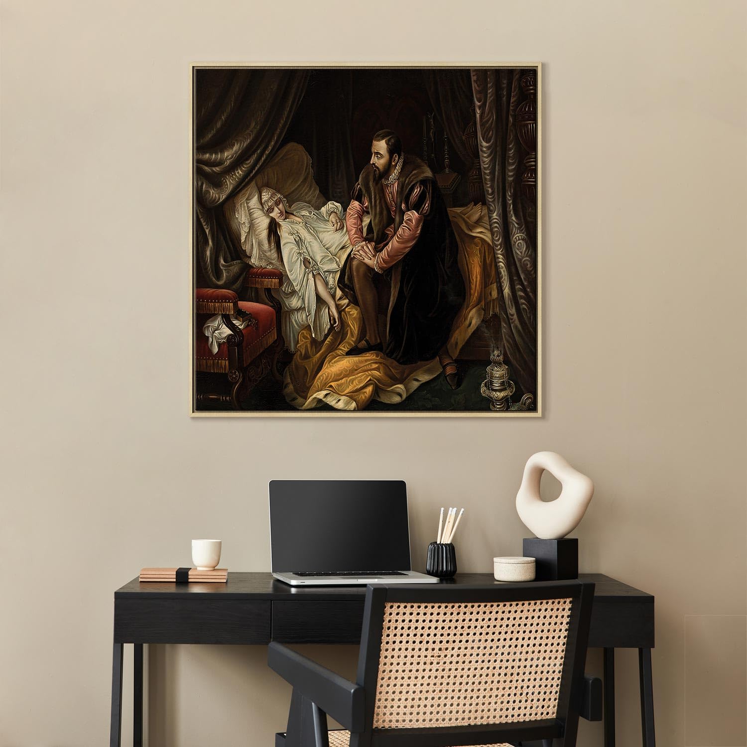 murando - Quadro Fonoassorbente Simmler La Morte Di Barbara Radziwiłłówna 40x40 cm 1 Pezzo - Quadri Acustici - Pannelli Fonoassorbenti Decorativi - Decorazione da Parete Soggiorno l-G-10671-b-a