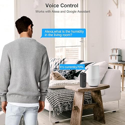 Miniatura 6 de eMylo - Termómetro WiFi, medidor de humedad con alerta inteligente, almacenamiento y calibración de datos, monitor de temperatura y humedad para