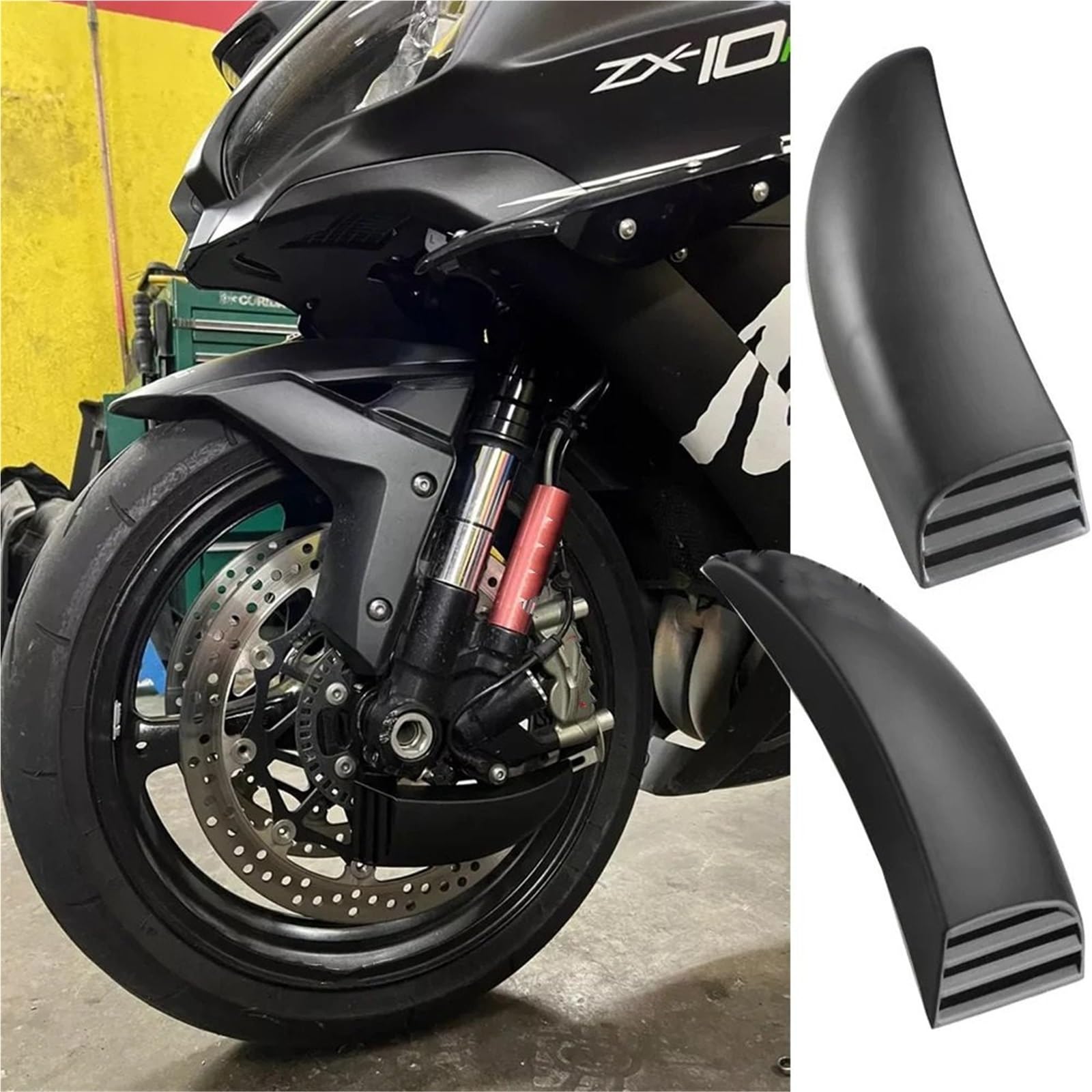 Conductos de refrigeración de aire de pinza Conductos de aire de refrigeración del disco delantero y enfriador de pinza de freno compatibles con Kawasaki ZX10R, ZX6R, ZX-10R, ZX-6R.(Glossy Black)