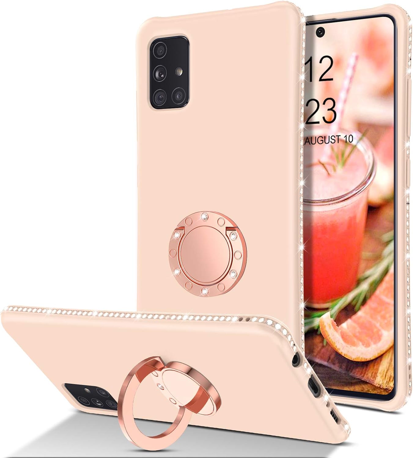 BENTOBEN Galaxy A71 5G Case, Phone Case Samsung A71 5G, Slim Silicone | 360° Ring Holder Kickstand | Soft Rubber Hybrid Hard Protection Shockproof Bumper Non-Slip Cute Girls Women Cover, Light Pink