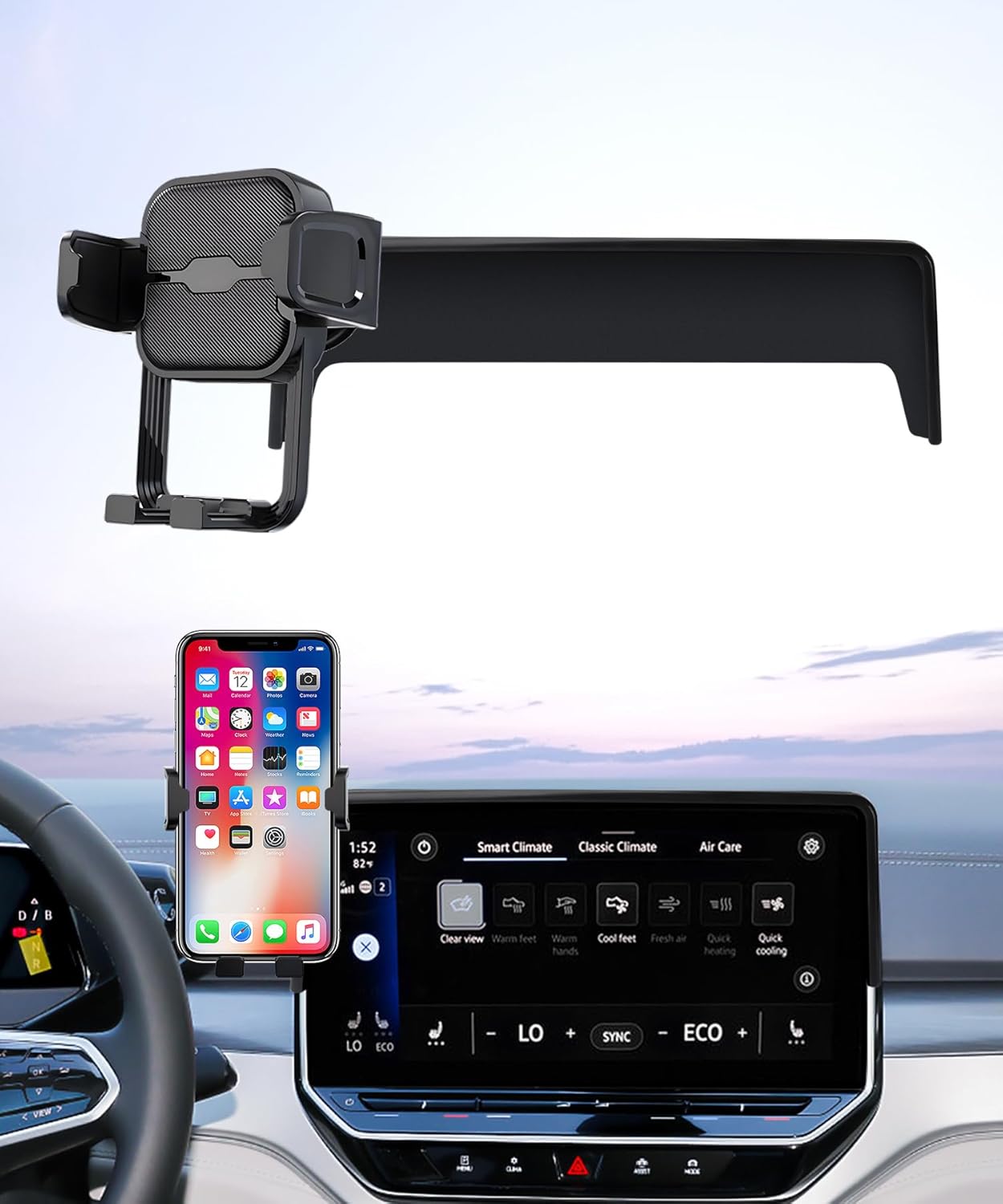 Car Phone Holder for 2021-2024 Volkswagen ID.4 / VW ID4, 360° Rotation, 12 inch Screen Fixed Clip, Auto Accessories Navigation Bracket, Interior Decoration Mobile Phone Mount