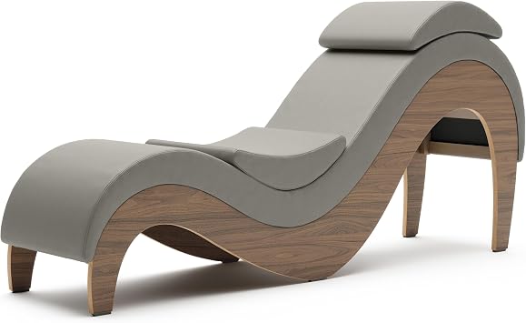 Supervio Tantric Chaise - Walnut & Faux Leather with Cuff Kit Restraints, Ash Grey