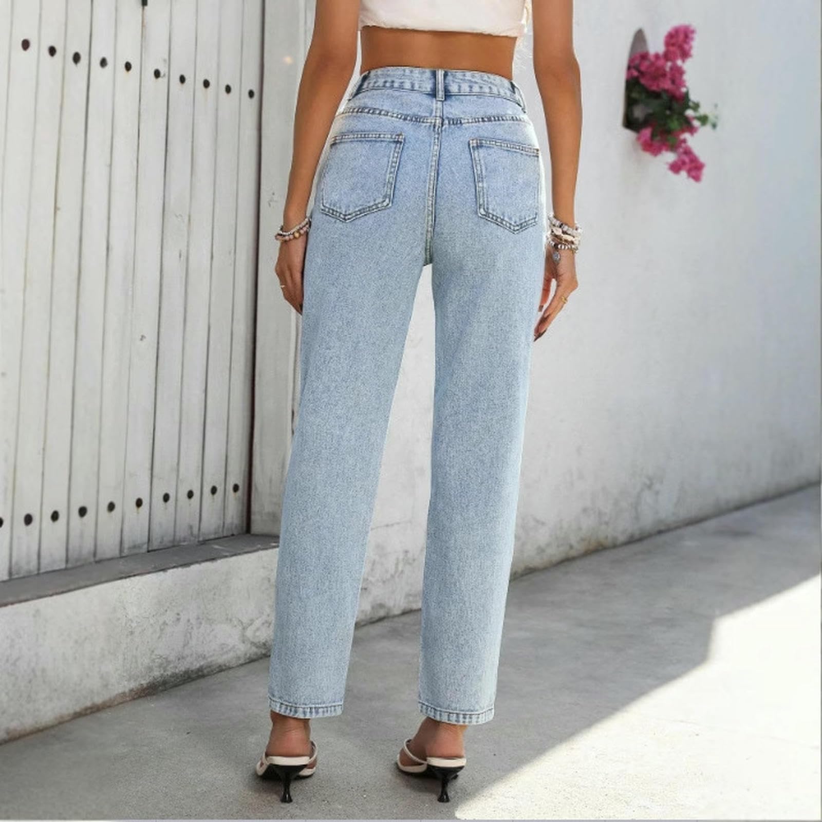 Jeans da Donna Stretti Casual Versatili Sembrano Sottili E alla Moda-Blu-XS