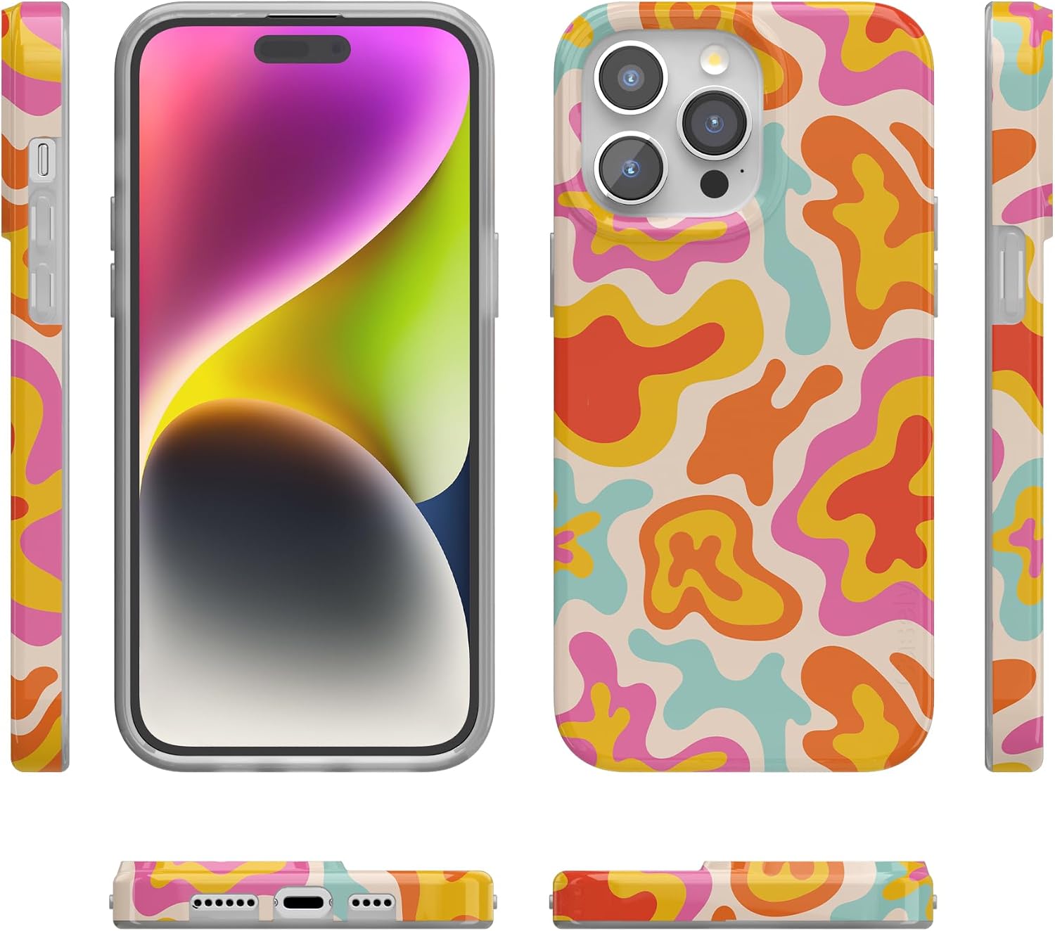 Casely iPhone 14 Pro Case | Tropical Color Splash | Abstract Retro | Compatible with MagSafe | Classic Ultra Slim Design
