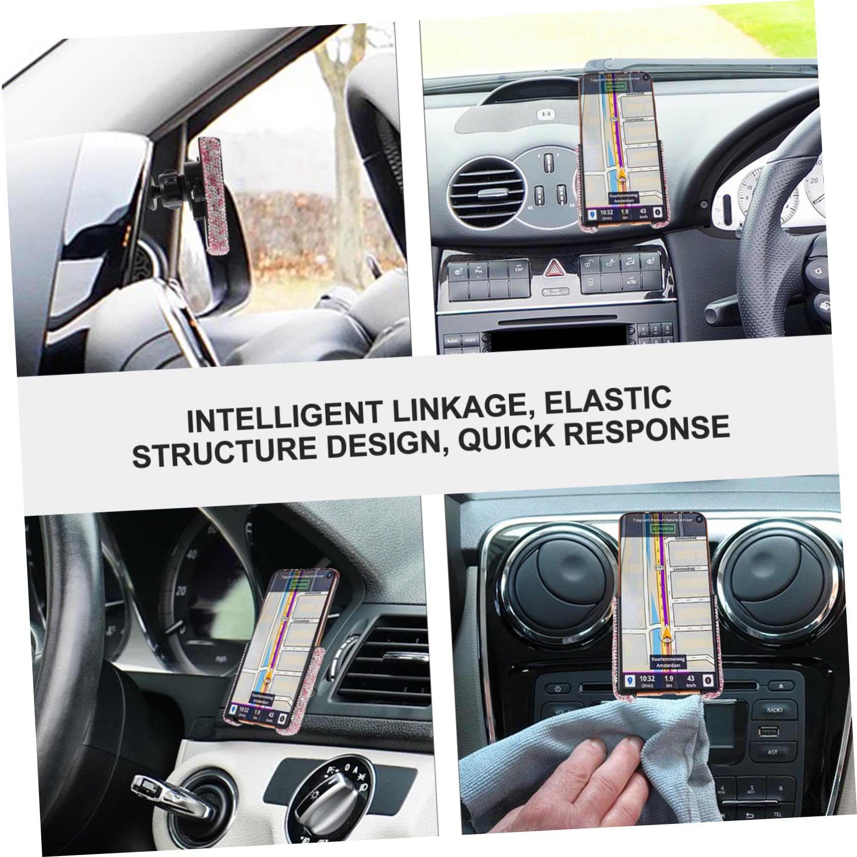 Hemobllo 3pezzi Supporto Per Telefono Da Auto Con Cristalli Strass Supporto Per Ventilazione Auto Facile Da Installare e Utilizzare Compatibile Con Smartphone Design Elegante e Funzionale