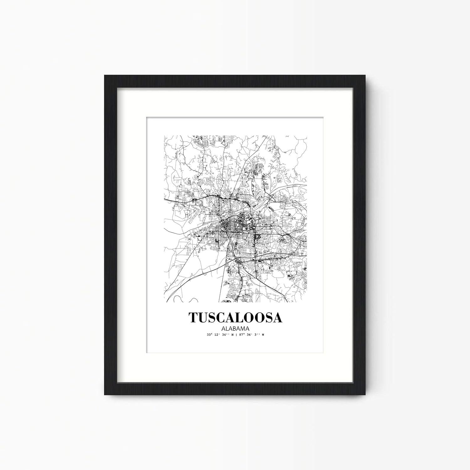 Eleville 18X24 Unframed Tuscaloosa Alabama City View Abstract Road Modern Map Art Print Poster Wall Office Home Decor Minimalist Line Art Hometown Housewarming wgn523