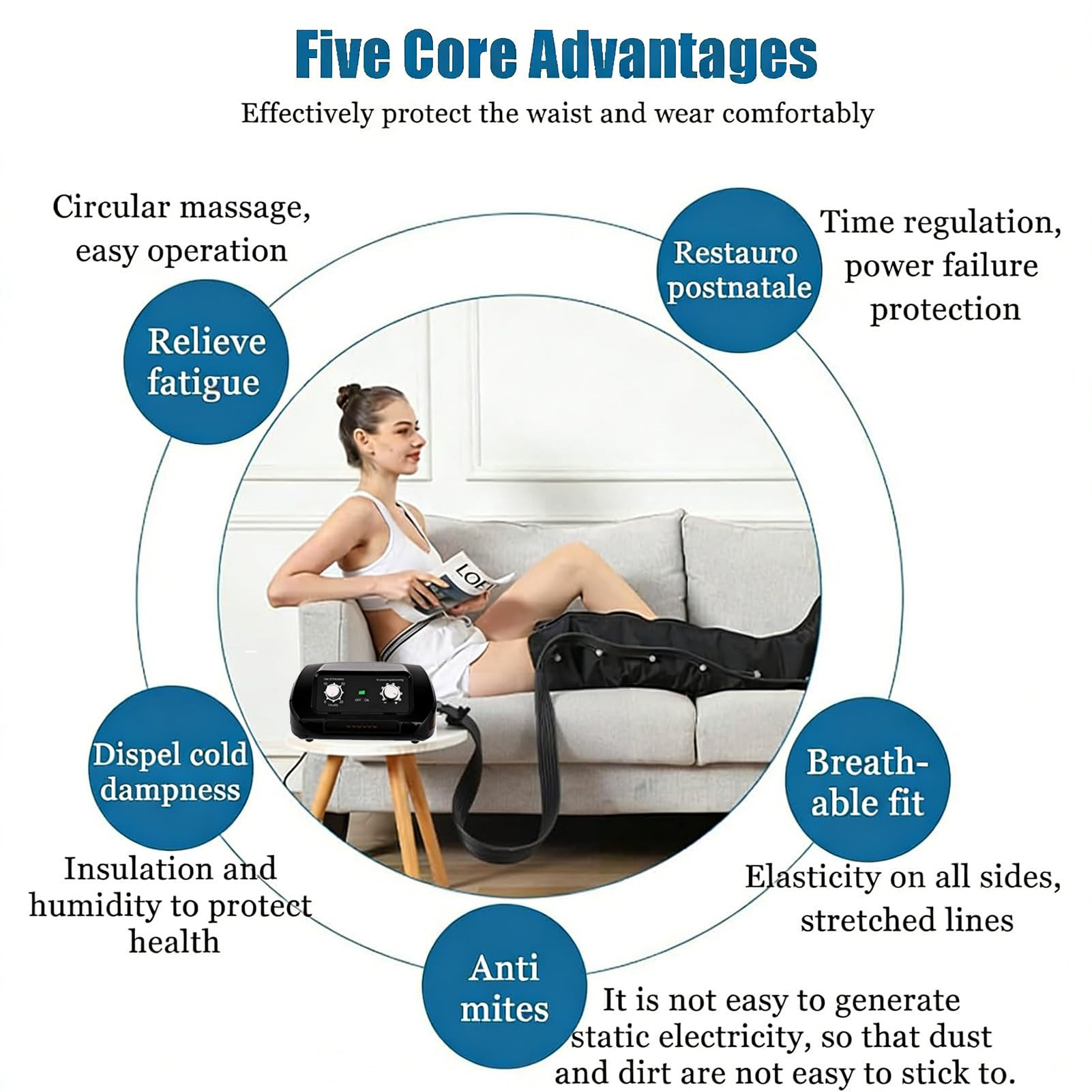 Pressoterapia per Casa per Gambe e Addome, Massaggiatore per Vita Braccia Gambe Caviglie, Linfodrenaggio, Professionale, Aiuta Ad Alleviare Il Dolore E Il Relax del Linfedema