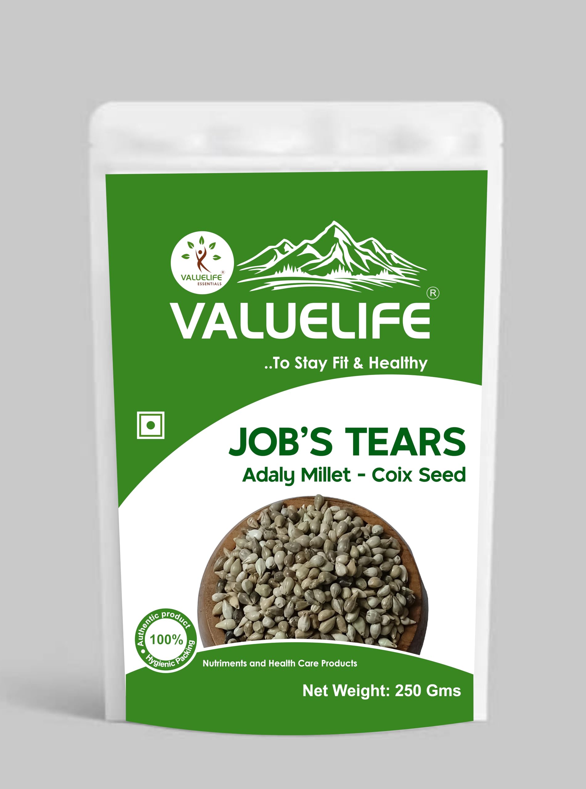 Valuelife Job’s Tears (Adlay Millet) Whole | Coix Seed/Gavedhukam | Natural & Unpolished Grain | High Fiber Millet for Cooking, Soup & Porridge (250g)
