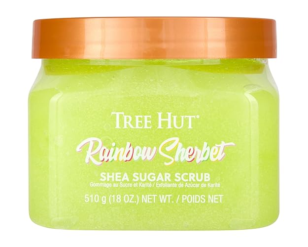 Tree Hut Rainbow Sherbet Shea Sugar Scrub | Exfoliating Body Scrub Removes Dead, Dry Skin for a Soft & Hydrated Feel | Nourishing Essential Body Care | 18 fl oz. - Rainbow Sherbert