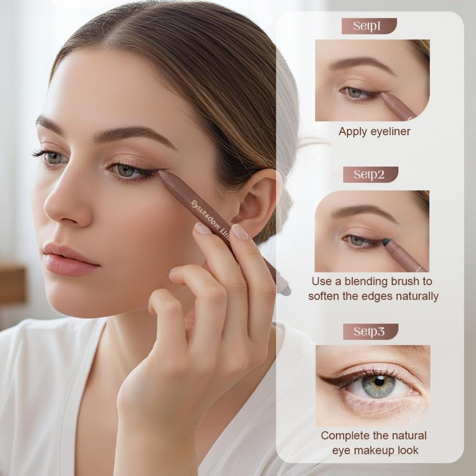 Delineador de ojos resistente al agua, 2026 nuevo mate de secado rápido, lápiz de ojos negro con esponja Shadow Liner 2 en 1, delineador de ojos, sombra de ojos, resistente a las manchas, delineador