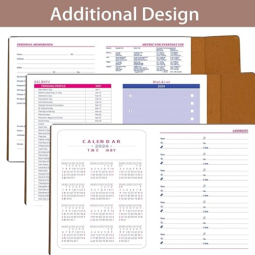 Miniatura 5 de Agenda semanal y mensual 2024-2025, libro de citas vertical por hora 2024-2025, 18 meses (julio 2024 a junio 2025), pestañas mensuales, cubierta de