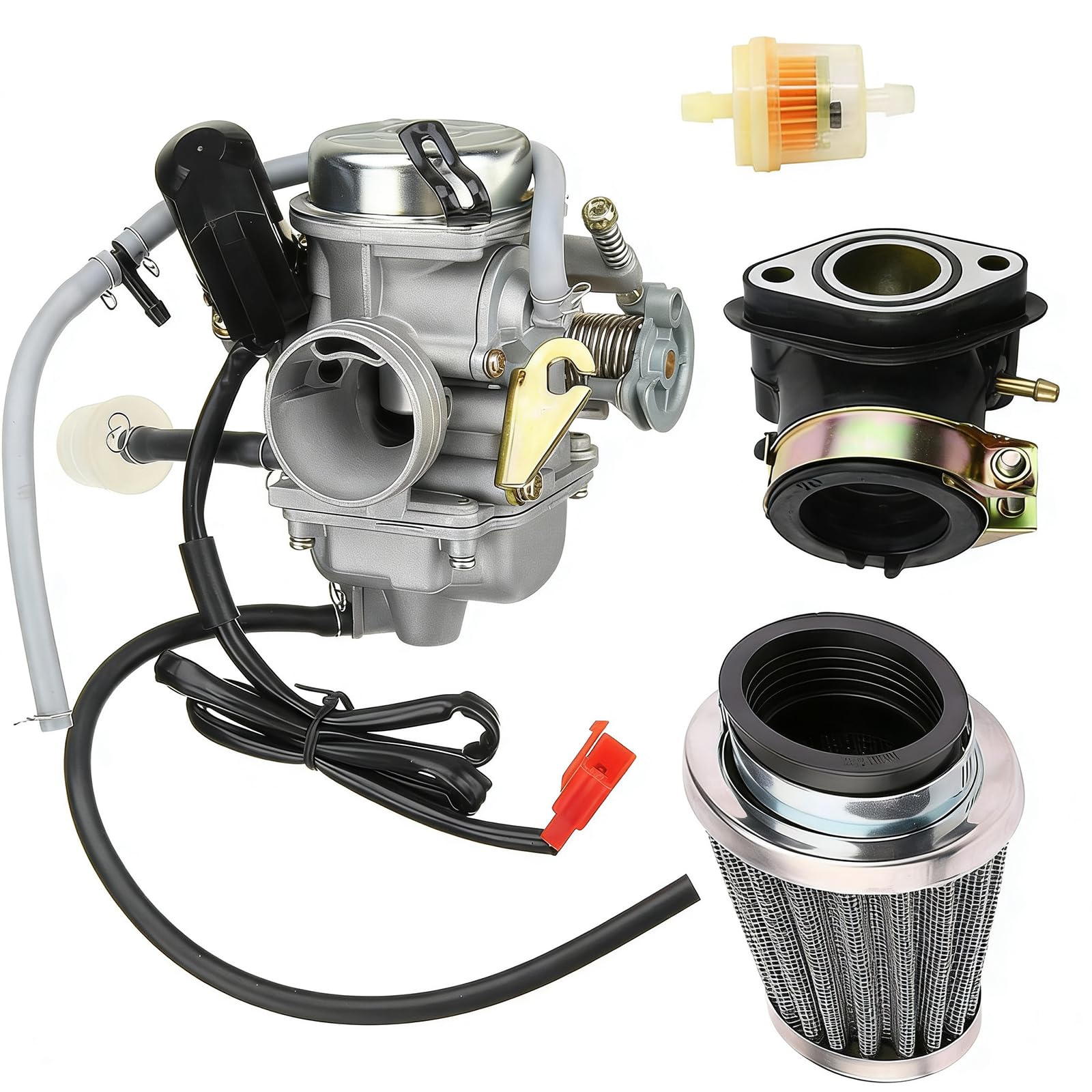 150cc Carburetor with Intake Manifold & Air Filter for GY6 125cc 150cc 152QMI 157QMJ Engine ATV Scooter Go Kart Moped Quad