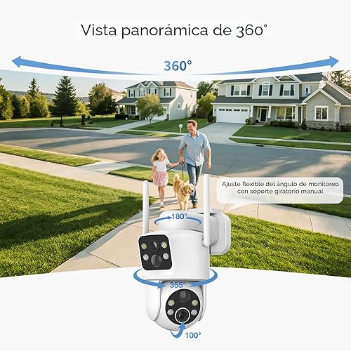 Miniatura 4 de Cámaras de seguridad solar de doble lente inalámbricas para exteriores, video Full HD 2K, visión de 360 PanTilt Cámara de seguridad para el hogar