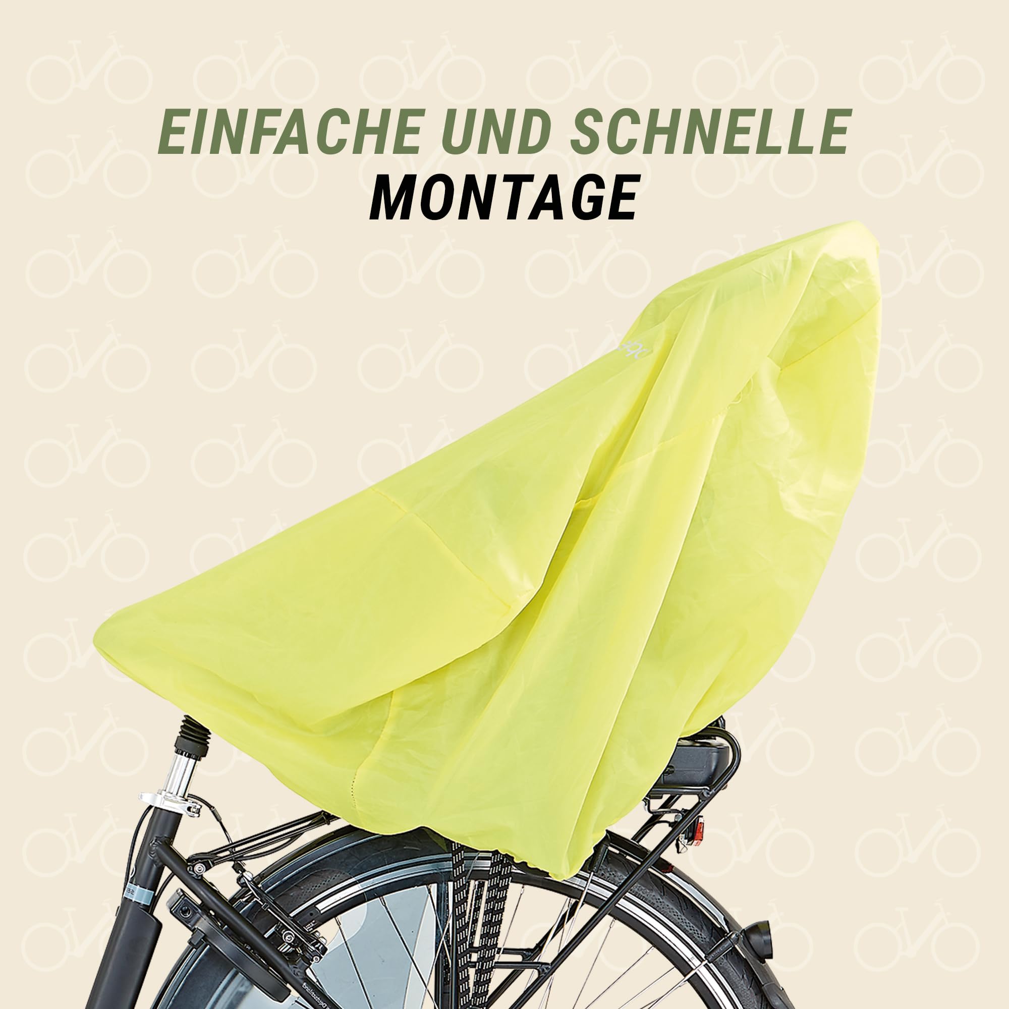 Prophete Regenschutz für Fahrradkindersitz, wasserdichte Abdeckung, inkl. Aufbewahrungstasche, Größe: 6 x 55 x 45 cm, Farbe gelb Sport & Freizeit