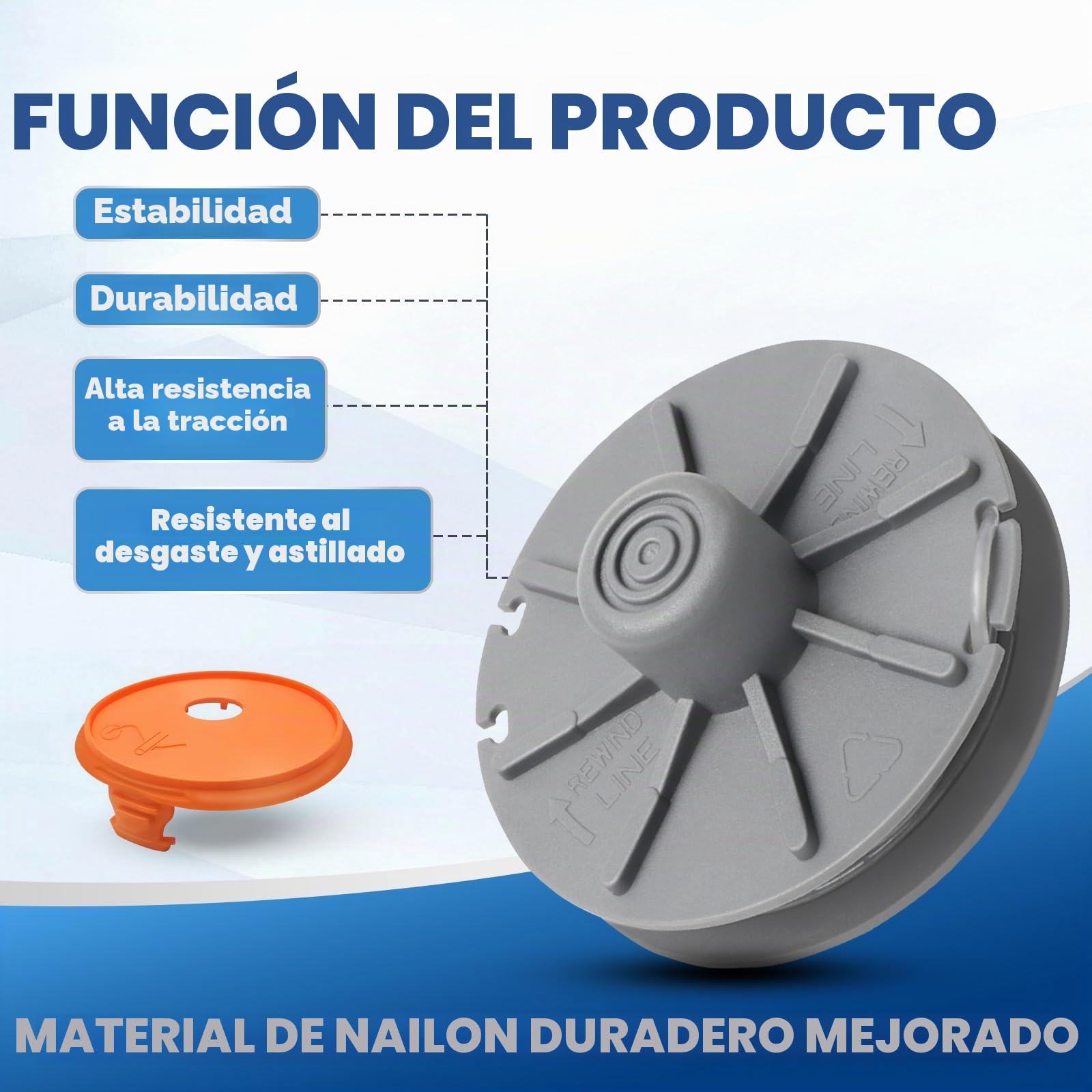Bobinas de Hilo para Cortabordes Compatible con 5307-20, Bobina de Hilo de para Gardena Art 8846, 8847,8848, 9805, 9806, 9807, 9808, 9809, 9827, 9870,9872,9874, Ø1,65mm 6,1m(4 Bobina+1 Tapa)