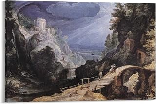 SHAMEN Mountain Scene By Paul Bril Print Photo Art Painting Canvas Poster Home Decorative Bedroom Modern Decor Posters Gifts 12x18inch(30x45cm)