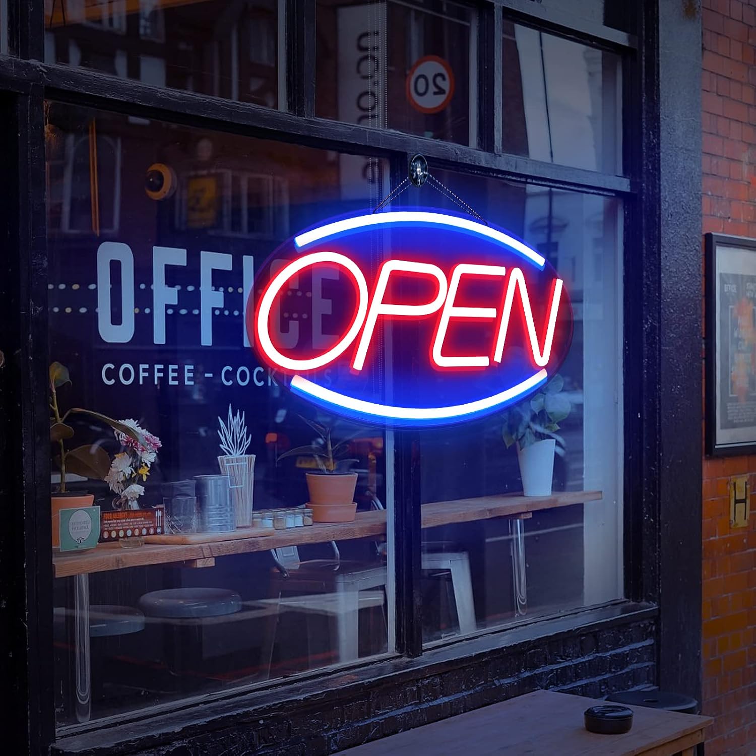 Sugarneon LED Neon Open Sign, 16.5"x 9" Open Sign for Business, Powered by USB with ON/OFF Switch, Adjustable Brightness Neon Lights for Party Bar Salon Coffee Stores Hotel Wall Decor Neon Light Sign (Oval)