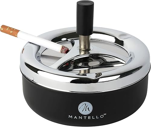 Mantello cenicero de cigarrillo redondo con charola giratoria, negro