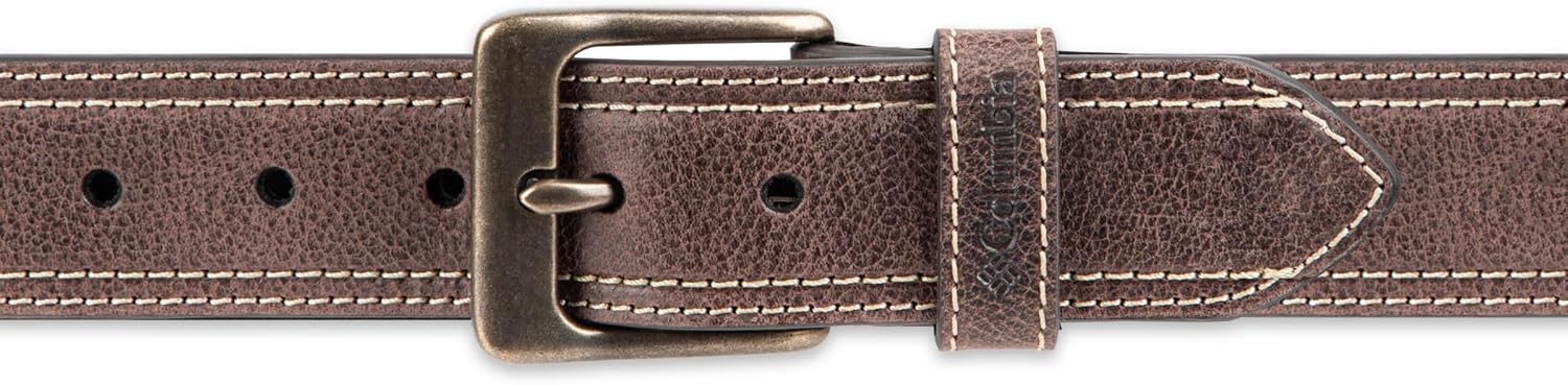 Columbia Men's Leather Classic Brown & Tan Casual Belt for Jeans, Khakis, Chinos - Image 4