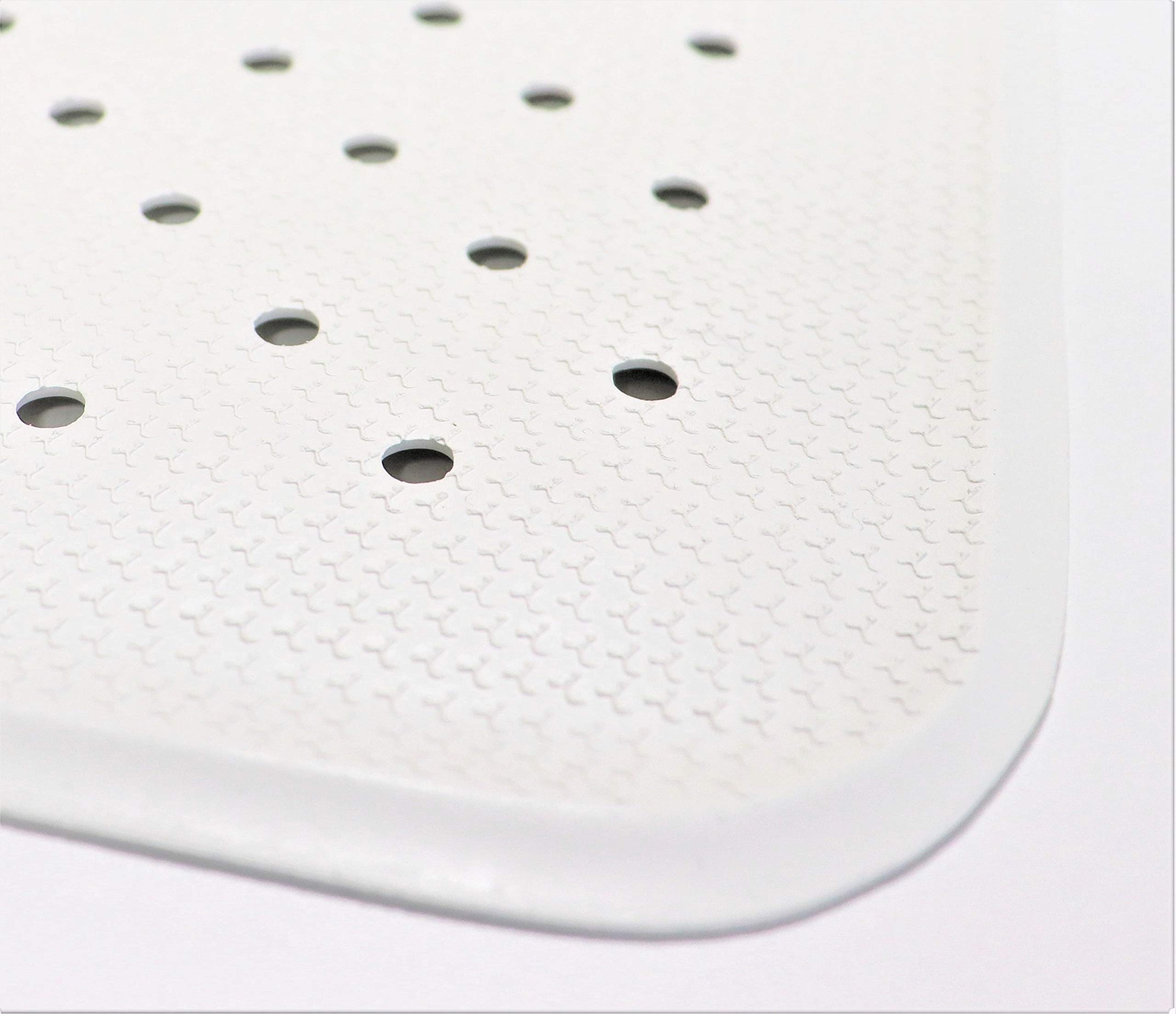KMINA Tapis de Bain Antidérapant (65x35 cm), Douche Rectangulaire, Baignoire avec Ventouse, Caoutchouc Naturel, Antimoisissure, Blanc - Fabriqué en Europe