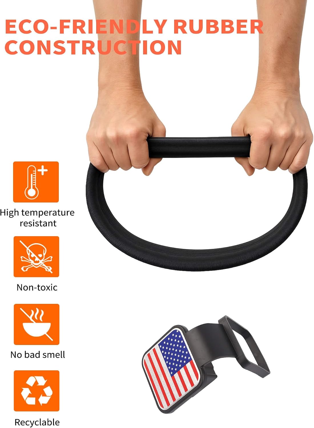Savadicar 2" Trailer Hitch Receiver Cover with Colored USA Flag Badge – Universal Fit for Ford Toyota Chevrolet Jeep Nissan Dodge RAM Polaris UTV – Tow Hitch Tube Rubber Plug, Dustproof Accessories