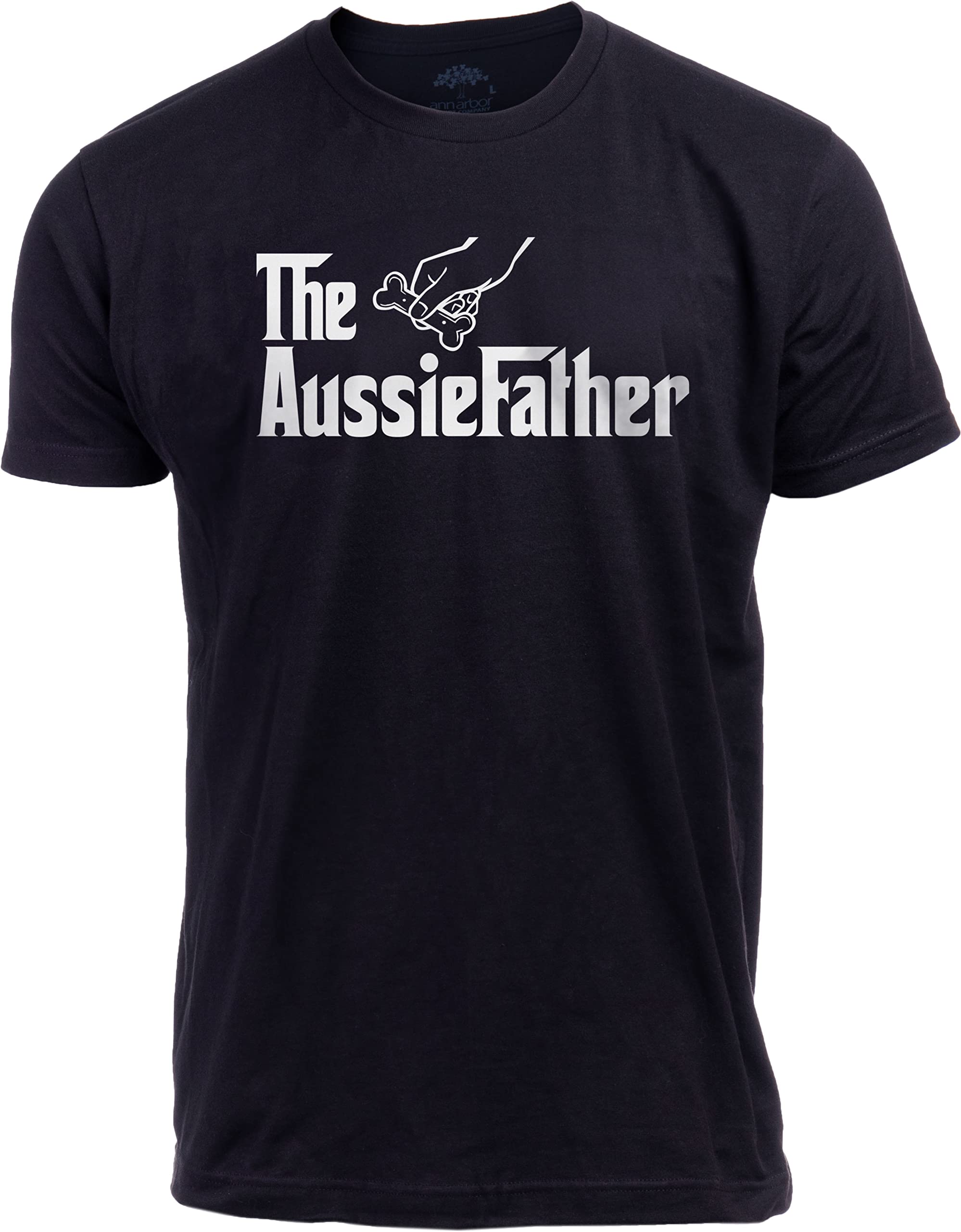 The Dogfather - Dog Father Dad Owner Funny Cute Pup Doggo Tee Fun Pet Humor Daddy T-Shirt for Men, Australian Shepherd, XL