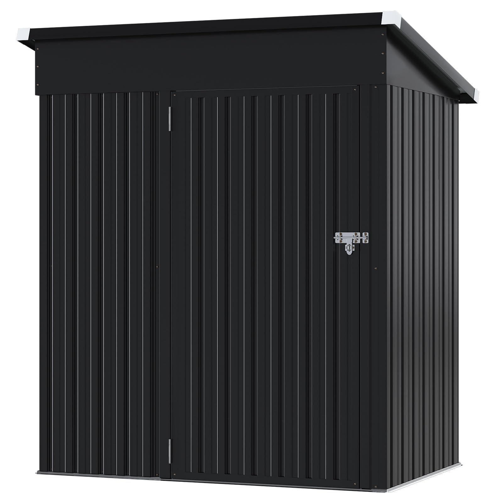 Aoxun 5x3ft Metal Garden Shed, Sheds and Outdoor Storage, Galvanized Waterproof Strong Reinforced Roof, with Lockable Doors & Slooping Roof for Backyard, Patio, Black — view 3