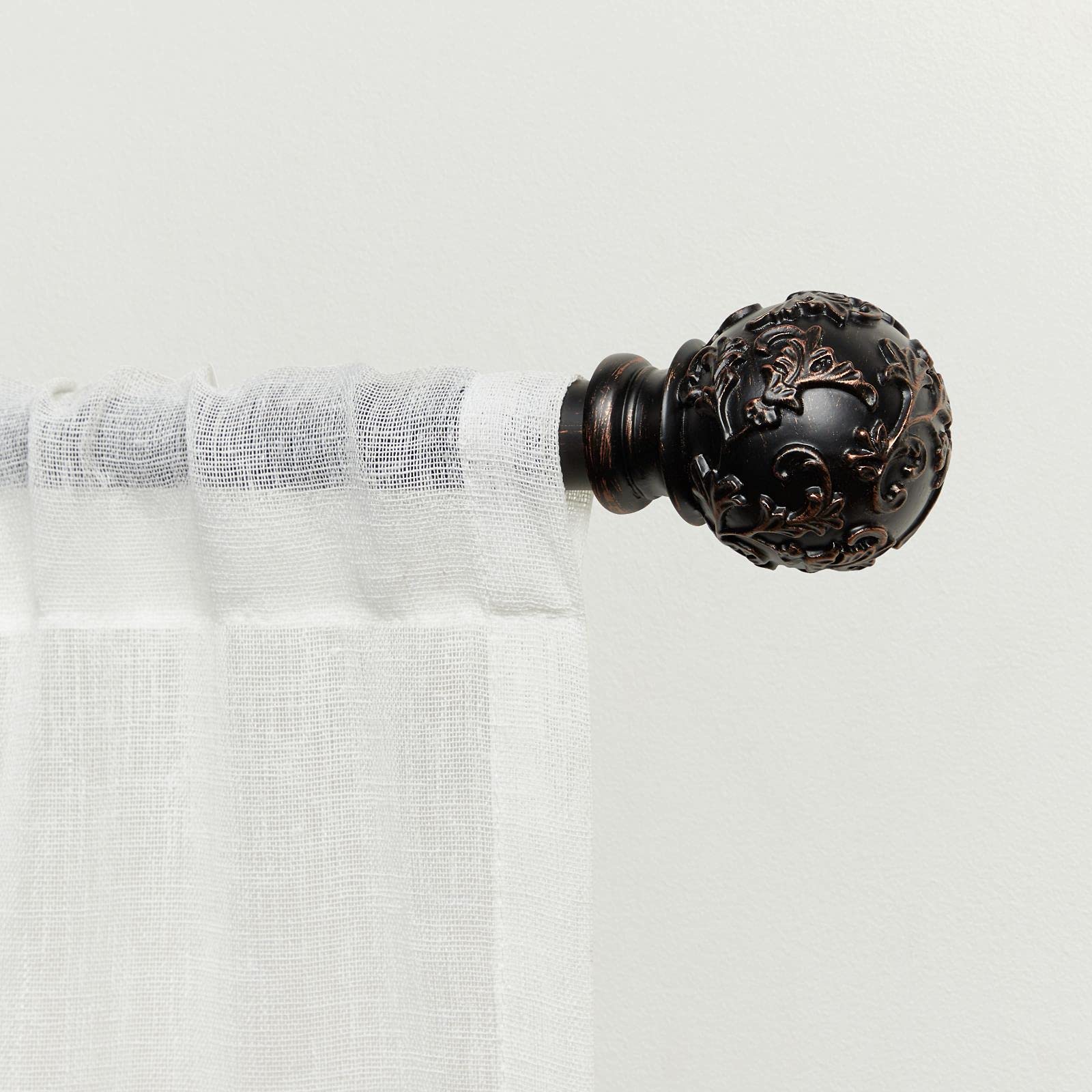Exclusive Home Vine 1" Curtain Rod and Finial Set, Oil Rubbed Bronze, Adjustable 66"-120"