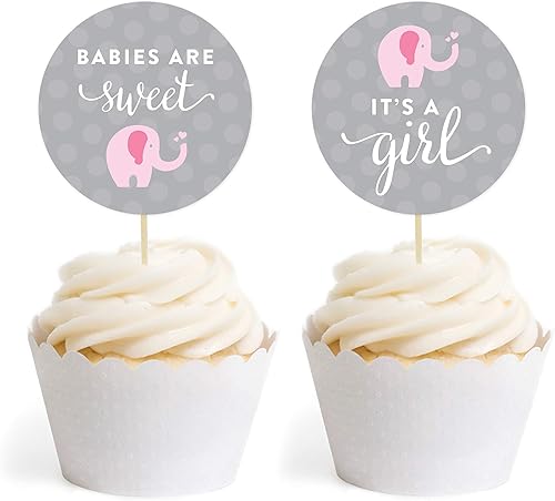 Miniatura 8 de Andaz press colección elefante para baby shower, para niñas, sign diaper thoughts