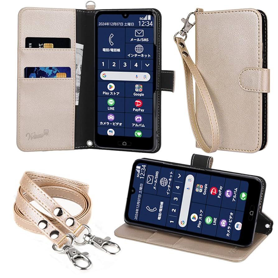 らくらくスマートフォン　Lite MR01 ゴールド クリアケース　保護フィルム らくらくスマートフォン Lite MR01 ゴールド クリアケース 保護