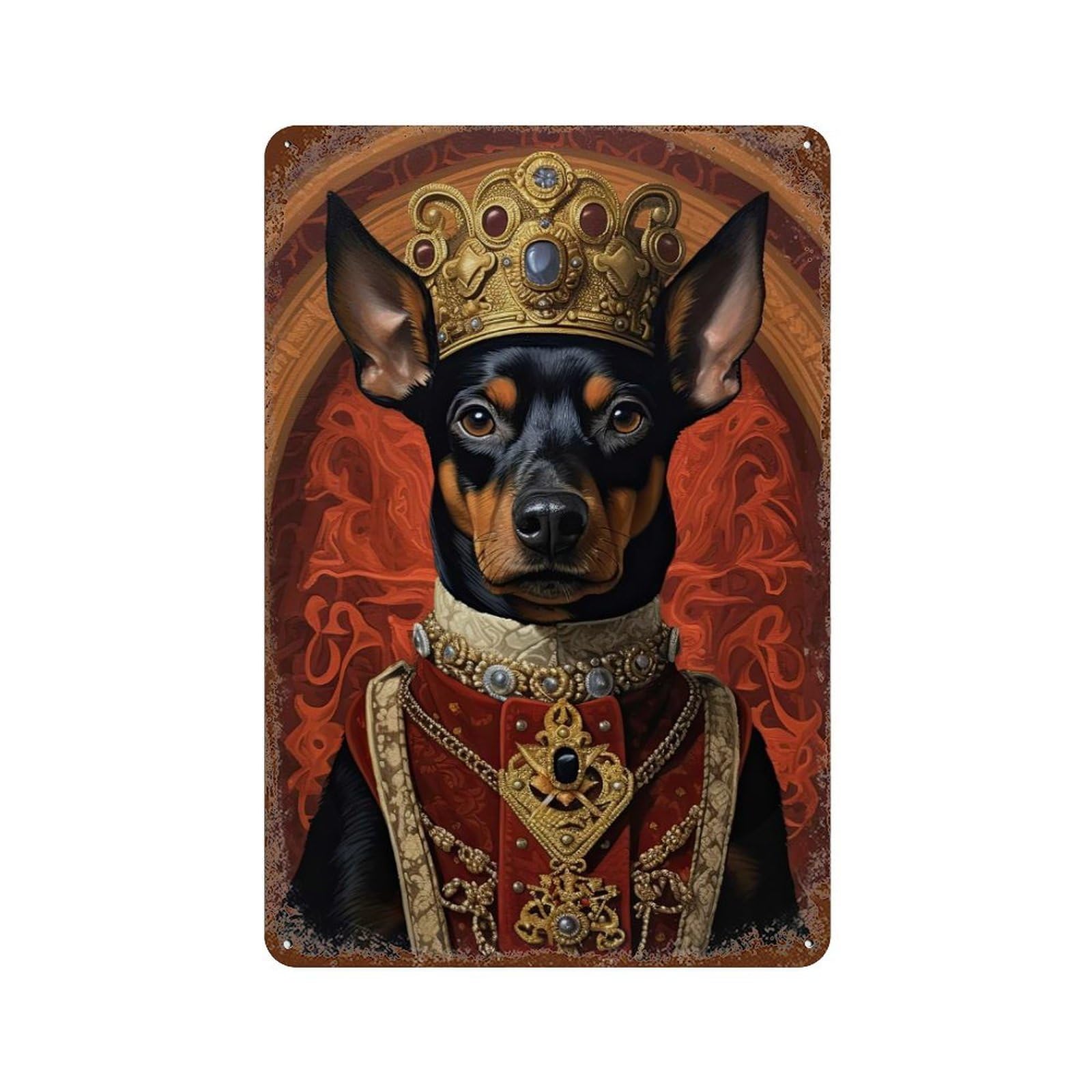 Miniature Pinscher King Weathered Tin Sign 11.8"x7.9", Ideal for Basement, Hobby Room And Garage Decor