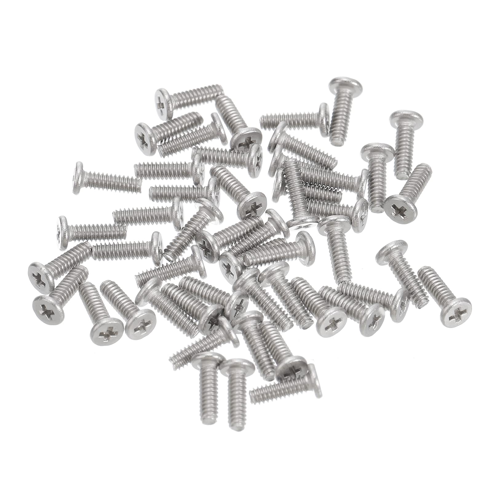 uxcell M1.6-0.35 x 5mm 50Pcs Flat Round Head Screws 304 Stainless Steel Phillips Drive Machine Screws Hardware Fastener for Furniture Connection-image-12
