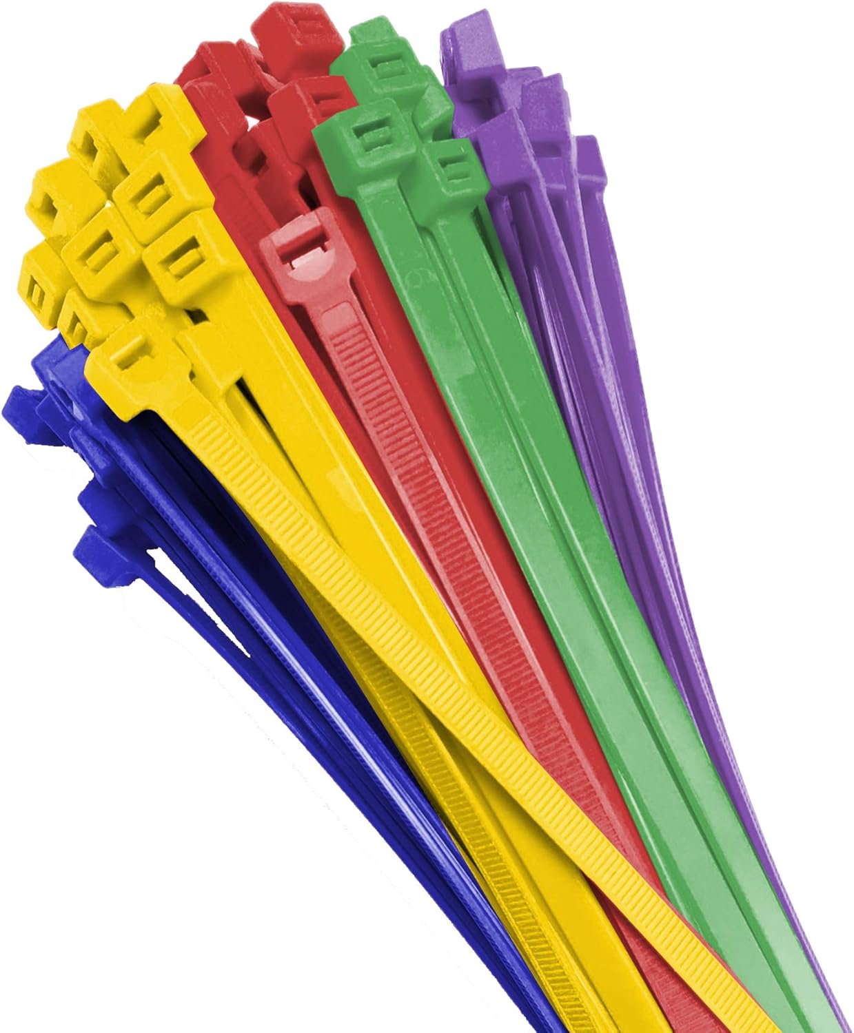 Electriduct Nylon Cable Ties - 8" Self-Locking Zip Ties Multi Color: (Blue, Red, Green, Yellow, Fuchsia, Orange, Gray, Purple) - 500 Pack