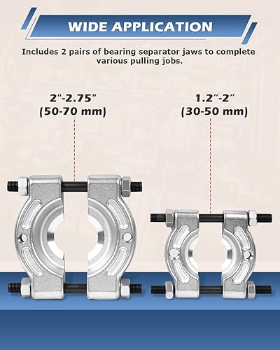 Vista 5 de Juego de 14 extractores separadores de rodamientos, resistente capacidad de 5 toneladas, kit de extractor de rodamientos de 2" y 3