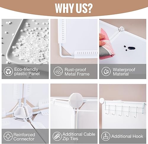 Miniatura 7 de Neprock Organizador de almacenamiento de 16 cubos, organizador de almacenamiento de ropa para armario, estantes de cubo, organizadores de armario y