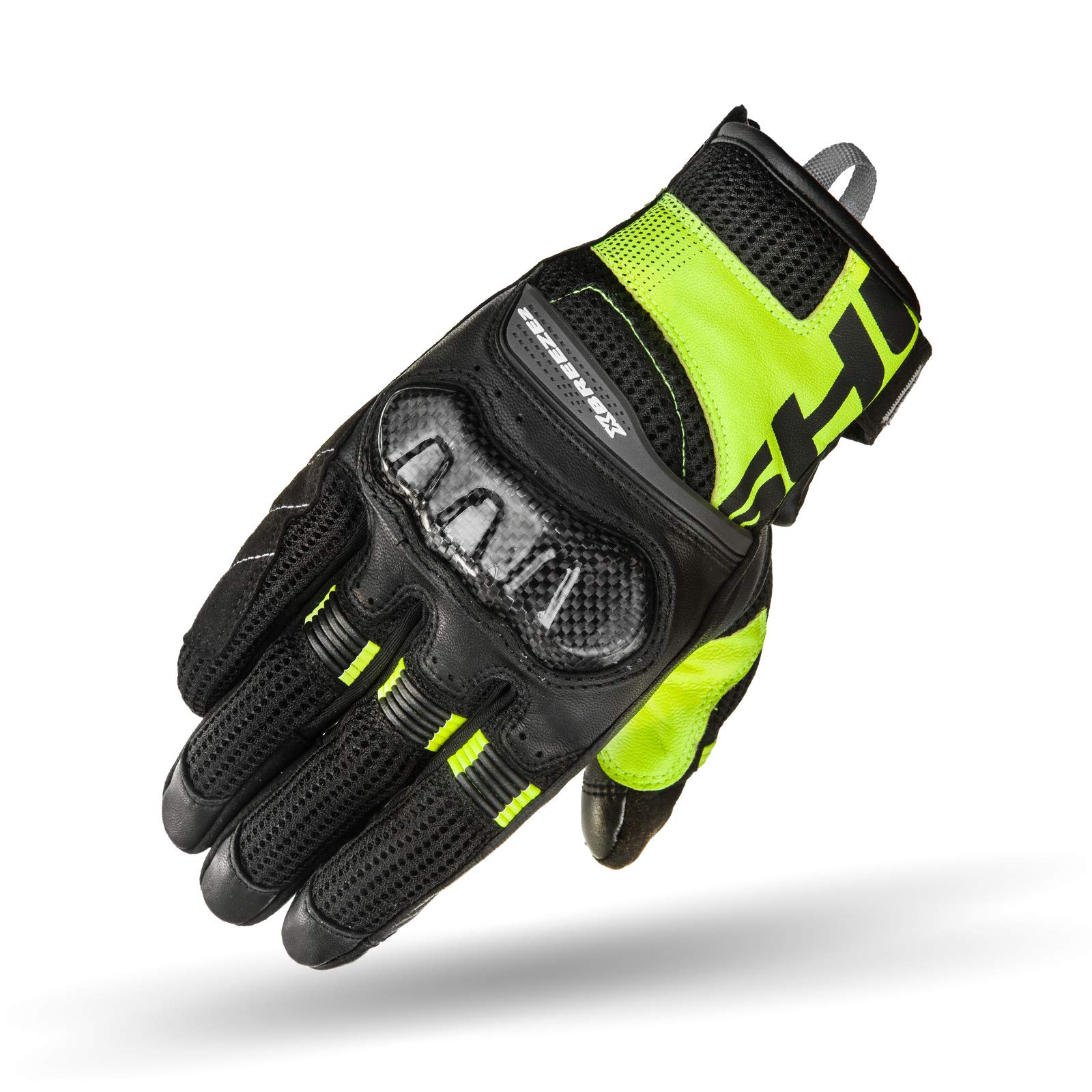 SHIMA X-BREEZE 2 Motorbike Gloves Men Leather Summer Biker Armoured Protectors Motorcycle Perforated Ventilated Reinforced Motorsport Glove Street Motorbikes (Mens, Fluo, L)