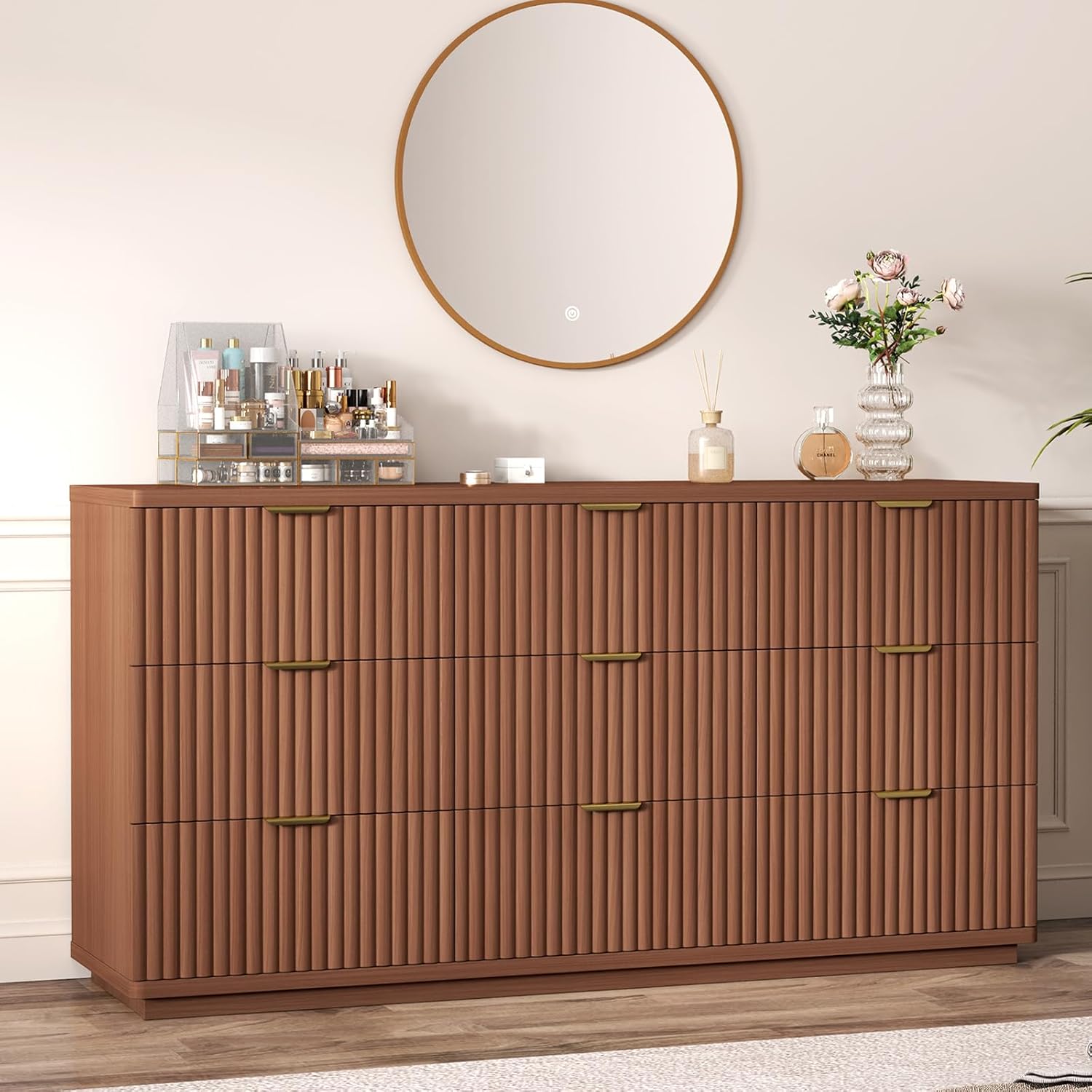 9 Drawer Dresser for Bedroom, 57.1" Wide Modern Chest of Drawers Dresser TV Stand, Wood Drawer Organizer for Living Room, Hallway