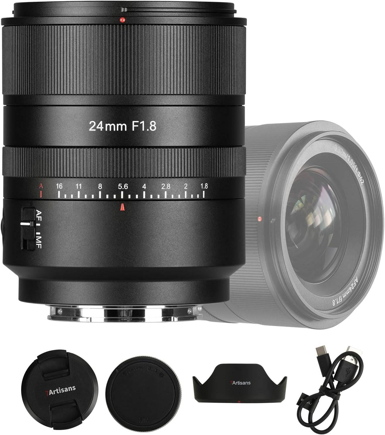 7artisans AF 24 mm F1.8 autofocus Full Frame Lens Full Frame Camera Lenses Wide Aperture Wide Angle Suitable for Leica SL2/Lumix S1 S1H S5 Leica SL,Black