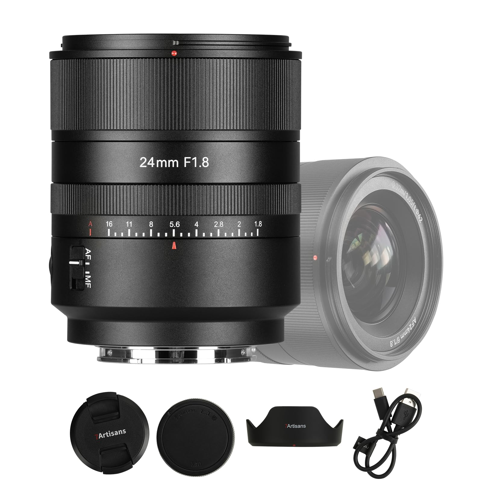 7artisans AF 24mm F1.8 Full Frame Objetivo Z Mount de Gran Apertura, Enfoque automático/Manual Lente para cámara, de Nikon Z Mount Z5, Z6, Z7, Z50, Z6 II, Z7 II