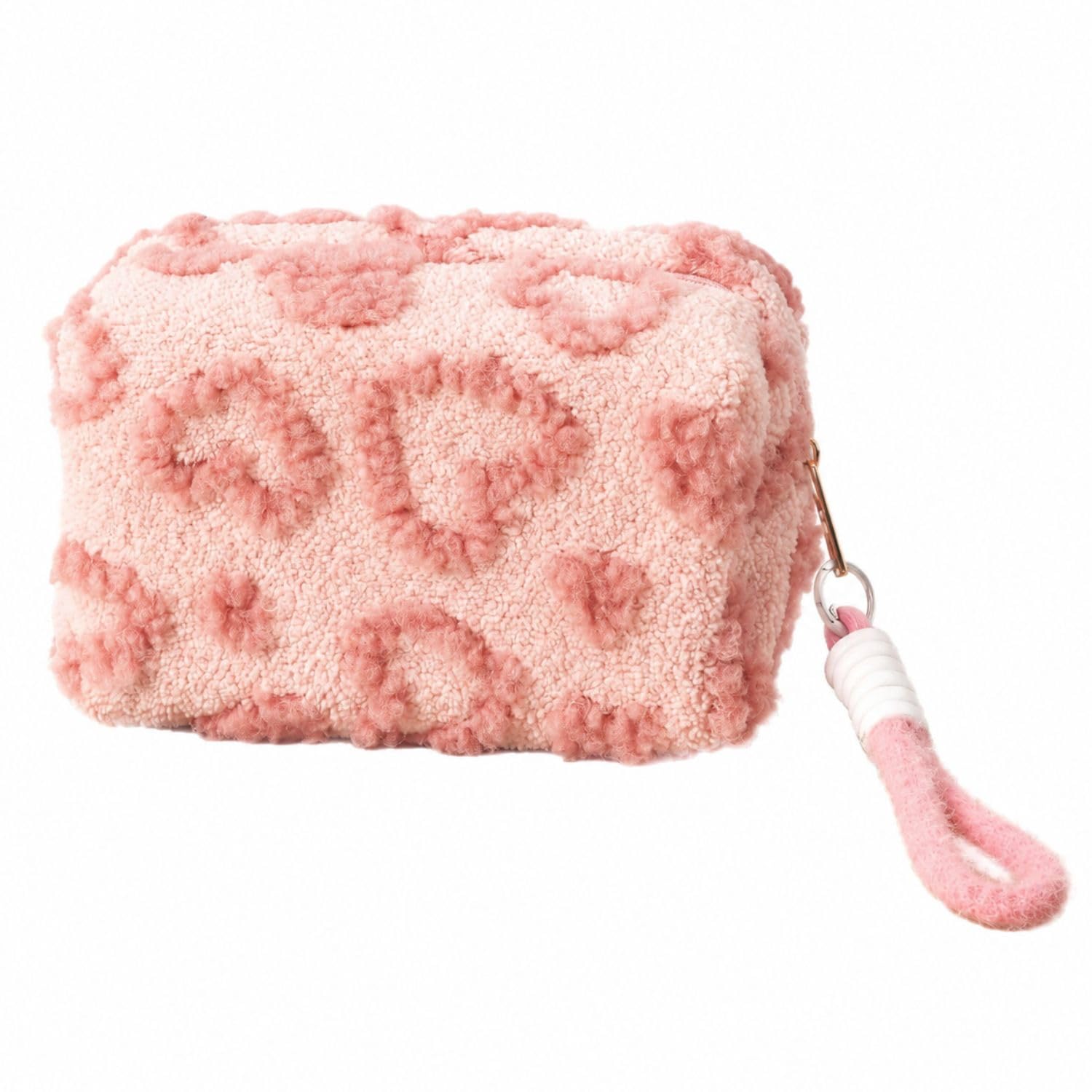 Plush Makeup Pouch for Women | Soft Cosmetic Bag with Zipper | Large Capacity Travel Toiletry Organizer | Fuzzy Makeup Bag with Wrist Strap for Skincare & Accessories (Pink)-image-21