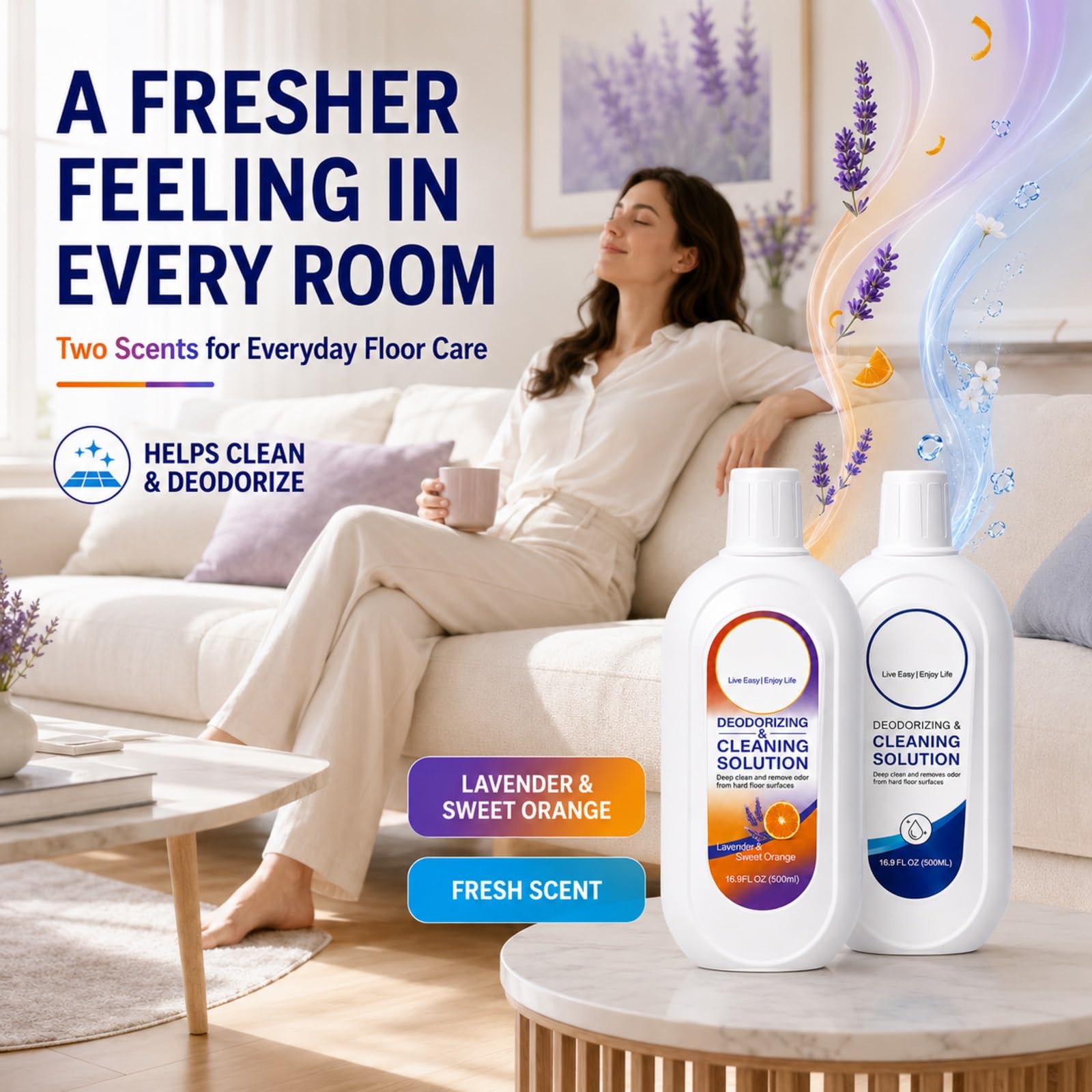 Detergente per Lavapavimenti, Compatibile con Tineco, 4 x 500 ml | Compatibile con iFLOOR e FLOOR ONE S3, S5, S6, S7 e S9 senza vapore; 4 flaconi da 500 ml, due profumazioni