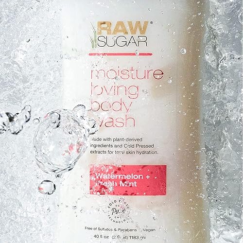 Miniatura 3 de RAW SUGAR Jabón corporal amante de la humedad, sandía + menta fresca, gel de baño y ducha hidratante y refrescante, sin sulfatos, sin parabenos y
