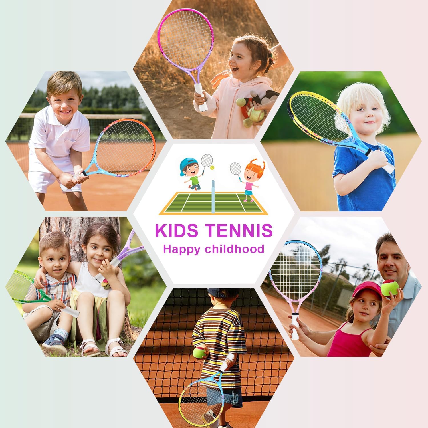 Kids Tennis Racket for Aged 2-3, bo'weiqi 17" Lightweight Toddler Tennis Racket for Outdoor/Indoor Sports Including 1 Tennis Racket,1 Non-Slip Grip and 1 Shoulder Strap Bag Easy Carry 17" Blue Orange image 5 of 7 B0CRDZ6SJX