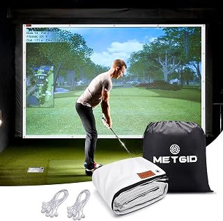 Golf Simulator Impact Screen Display Projection Screen for Golf Training, 20pcs Ball Bungee Cords, Indoor Super Clear Golf Impact Screen 118 * 118 inches(9.8 x 9.8 ft)