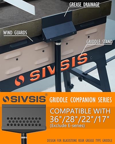 Miniatura 2 de Protectores contra el viento y embudo de drenaje de grasa trasero para plancha Blackstone de 36 pulgadas, combo de accesorios para plancha