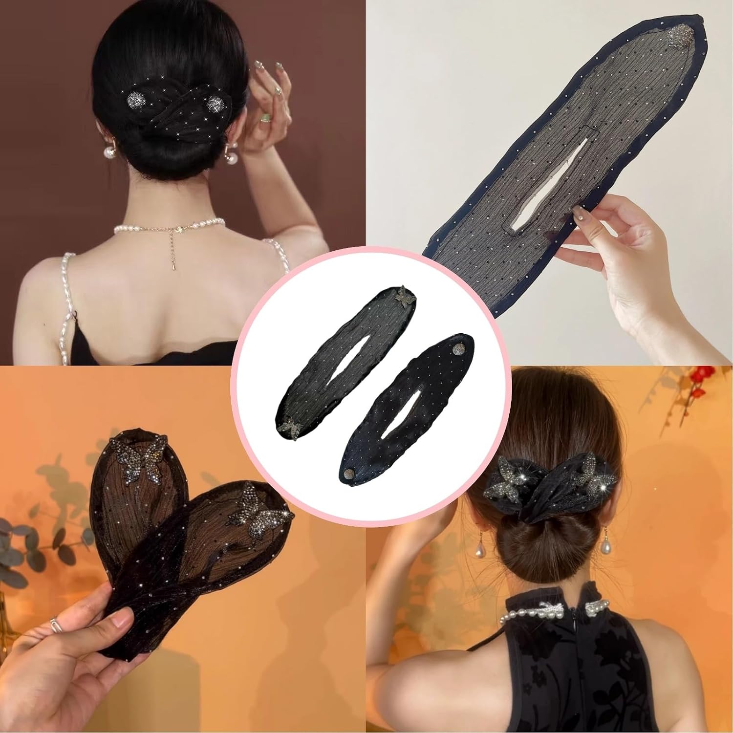 2 PCS French Roll and Floral Hair Bun Maker Easy Hair Roll Maker for Long and Thick Hair Women and Girls Accessories
