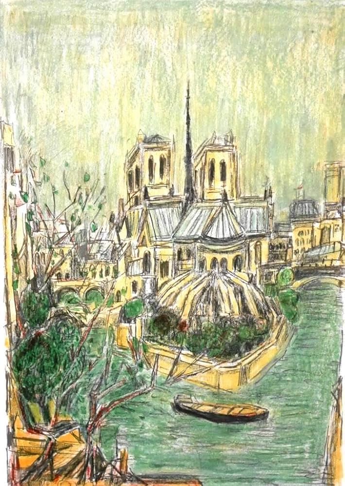 アンドレコタボ『セーヌ風景』リトグラフ直筆サイン有フランス巨匠 アンドレコタボ『セーヌ風景』リトグラフ直筆サイン有フランス